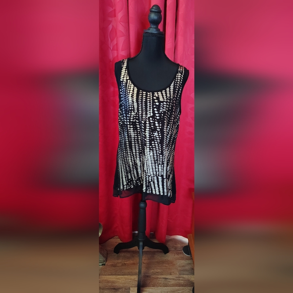 a.n.a Black Tank Top with Gold Accents